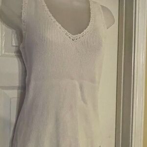 VINTAGE Villager white Ribbed Knit Tank Top, s M